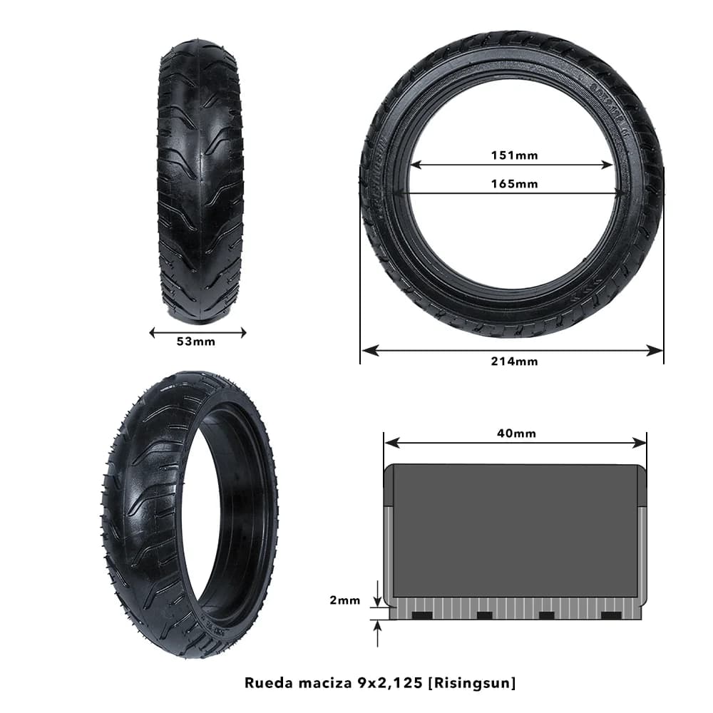 Neumático macizo 9x2,125