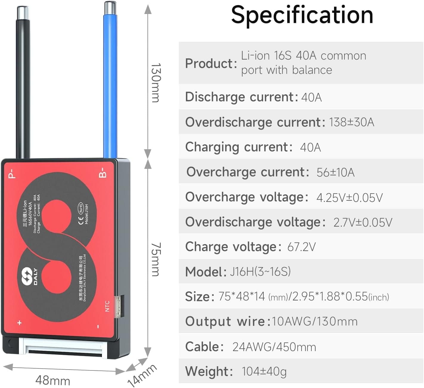 BMS 16S 60V 40A DALY - Nueva generación