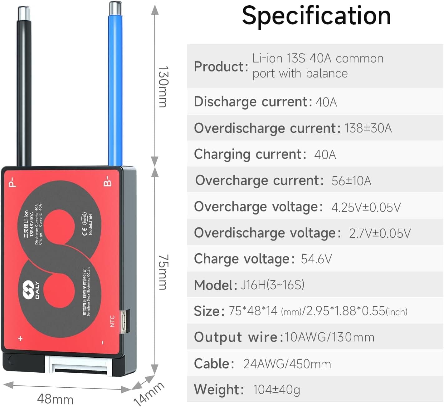 BMS 13S 48V 40A DALY - Nueva generación