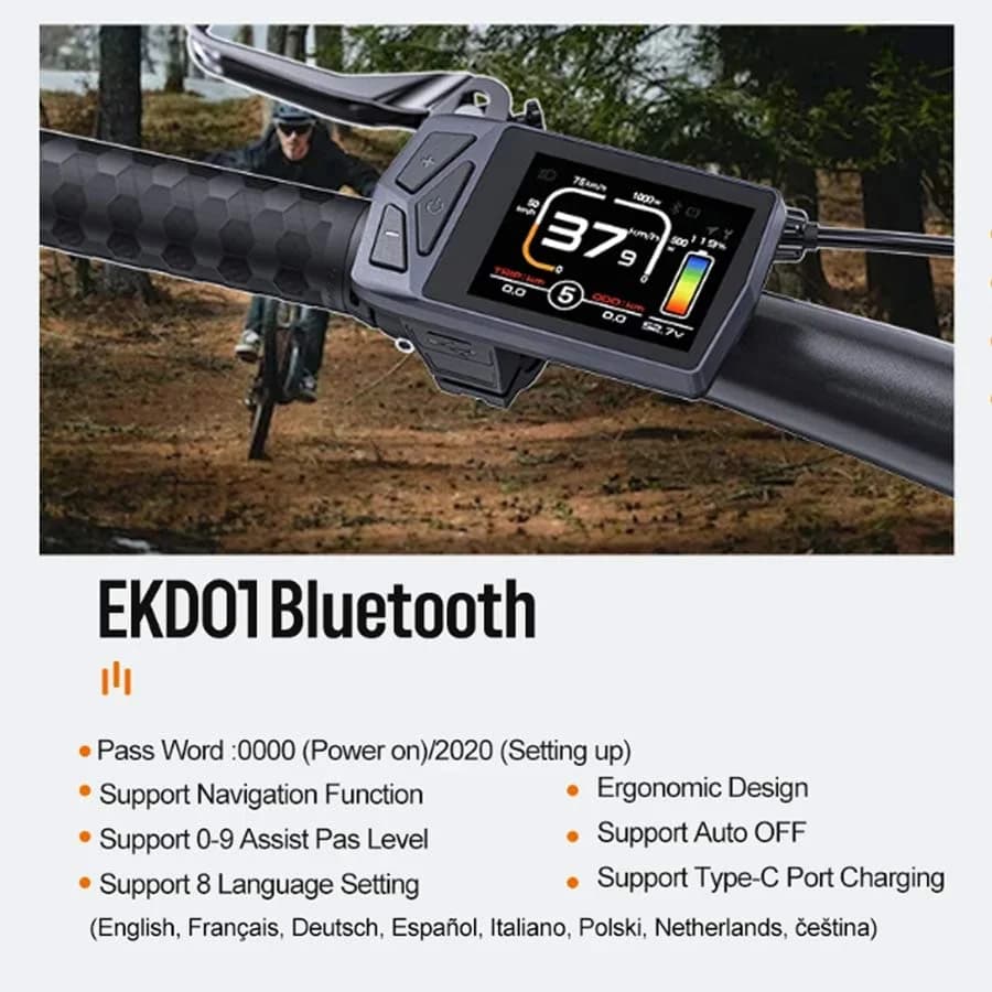 Kit conversión de bicicleta eléctrica de accionamiento medio 750W 48V - 68MM (Display: EKD01)